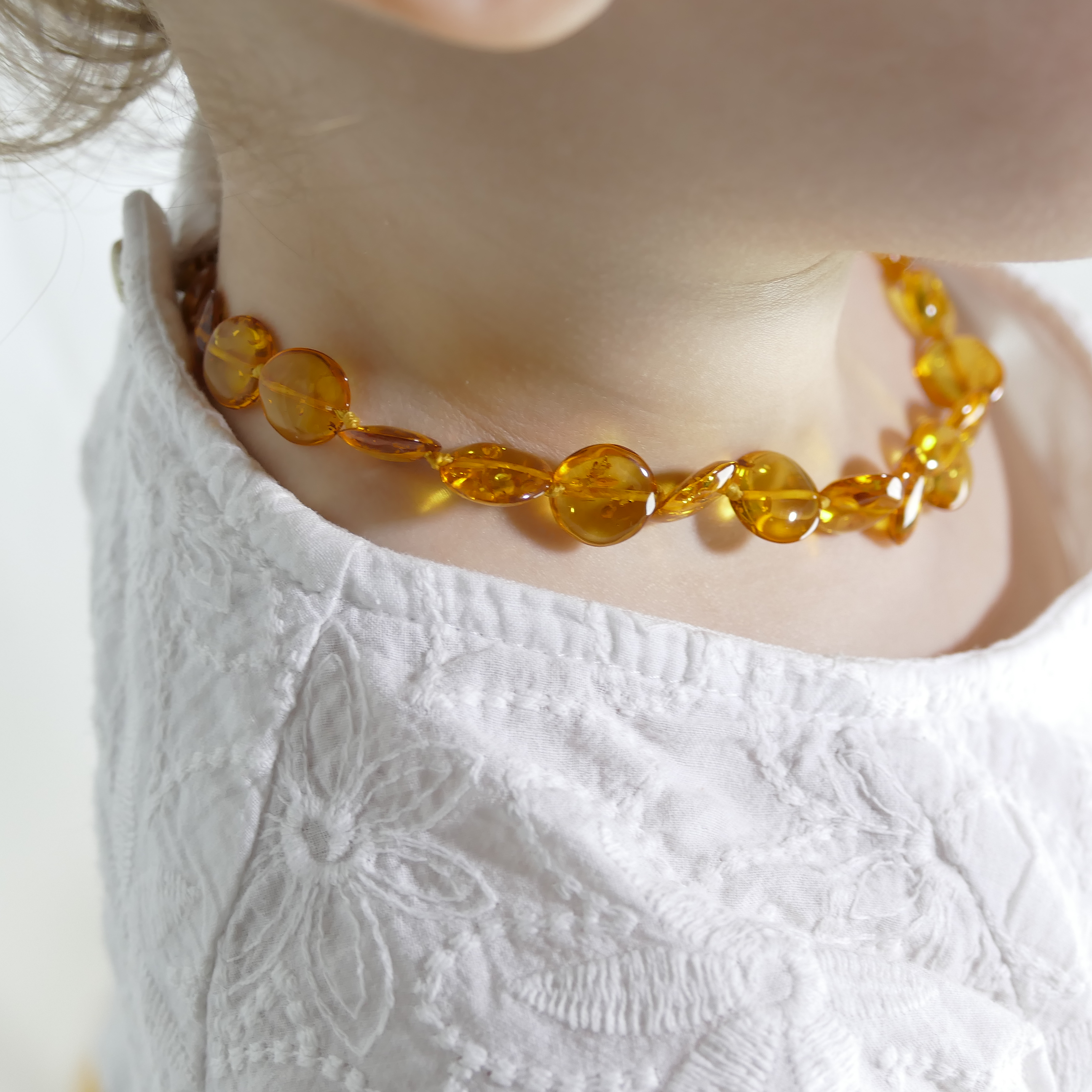 Amber Butter Stretch Bracelet Mixed With Sunstone, Moonstone and