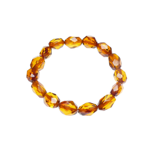 cognac faceted amber baby bracelet stretch