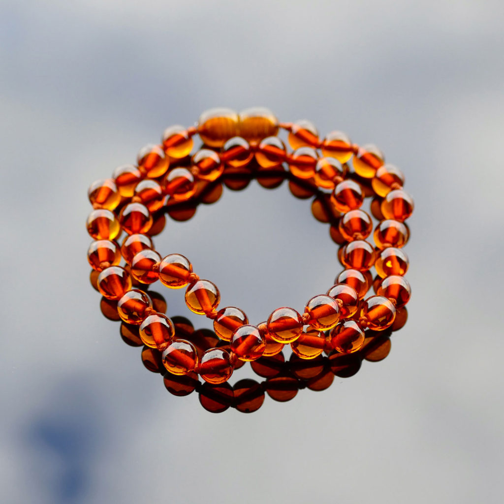 tn amber teething necklace cognac round